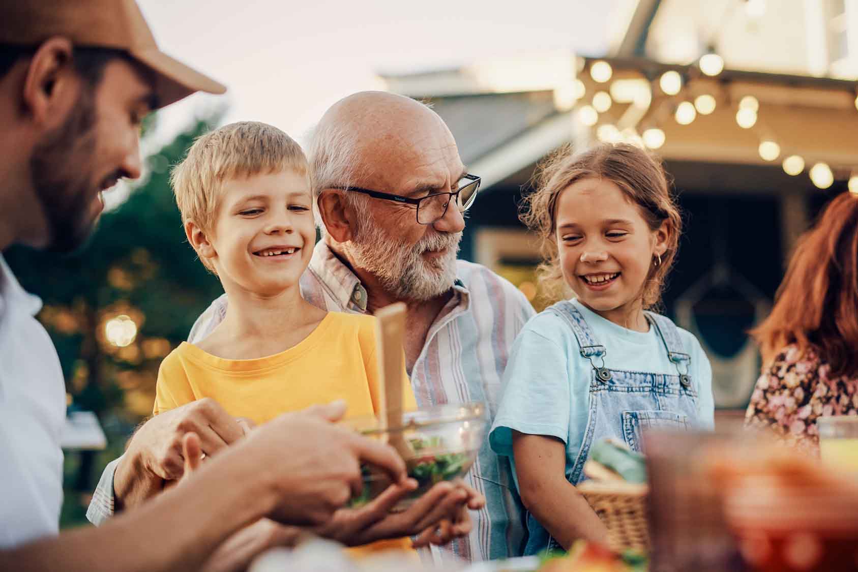 Grandfather with grandchildren enjoying time together